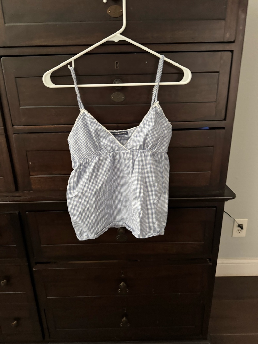 Brandy Melville Light Blue Gingham Cami Top